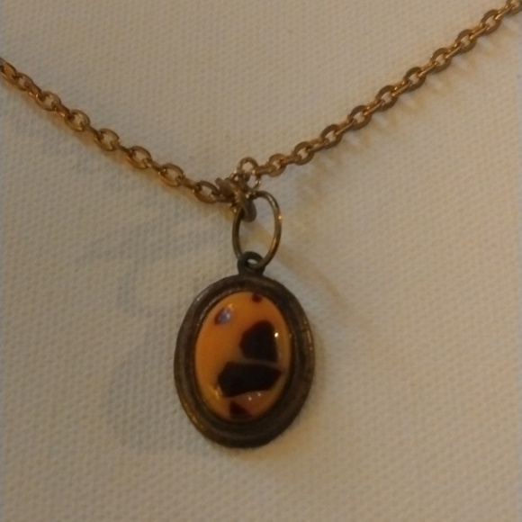 Yellow Brown Stone Gold Necklace. - Picture 2 of 4